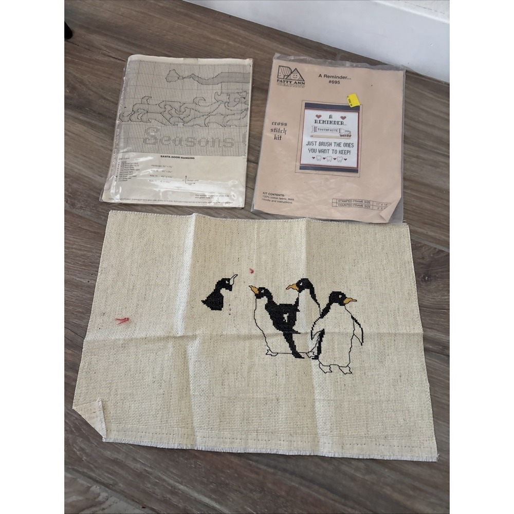 Vintage‎ Cross Stitch Kits (patterns Only)  & Unfinished Penguin Cross Stitch